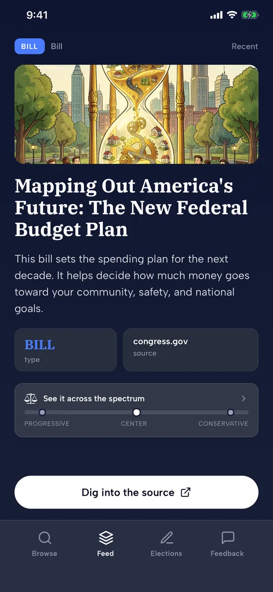 A Billion bill summary with its spectrum view and source link
